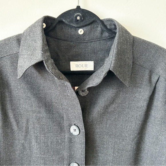 Vintage 100% Wool Oversized Tunic Dress Pockets Button Collar Dark Grey Size 10 - Picture 2 of 8